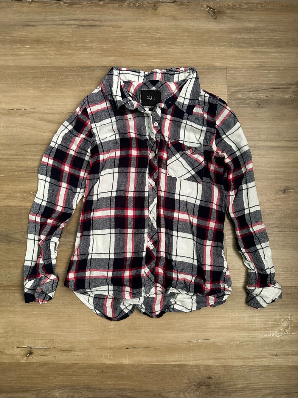 Rails Red Black White Plaid Button-Down Shirt Size Small
